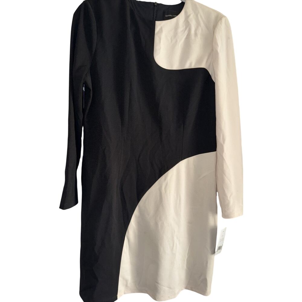 NWT Donna Morgan Black/Cream Long Sleeve Size 10 Full Zip Back Business